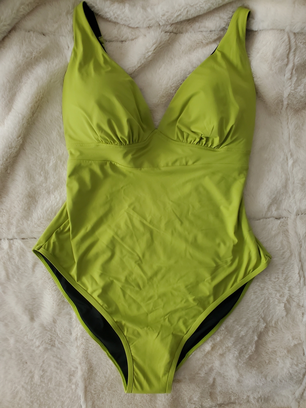knix V-Neck Leakproof Chartreuse One-Piece Swimsuit XL - Picture 2 of 10